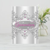 Invitation Quinceañera 15e anniversaire de fête Diamants rose (Debout devant)