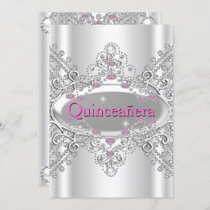 Invitation Quinceañera 15e anniversaire de fête Diamants rose