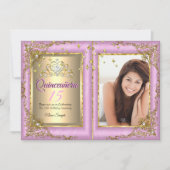 Invitation Quinceanera 15e anniversaire de fête Gold rose pho (Devant)