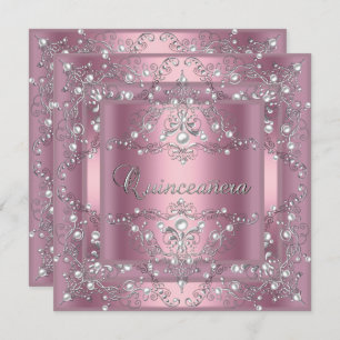 Invitation Quinceanera 15e anniversaire de fête Perle rose