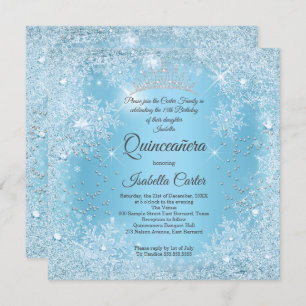 Invitation Quinceanera 15e anniversaire du flocon de neige bl
