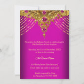 Invitation Quinceanera 15e anniversaire Exotic Fuchsia Or ros (Dos)