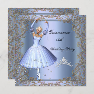 Invitation Quinceanera 15e anniversaire fête Bleu Ballerina