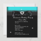 Invitation Quinceanera 15e Anniversaire fête Blue Black Lace (Dos)