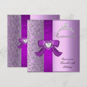 Invitation Quinceanera 15e anniversaire fête Lilac Pink (Devant / Derrière)