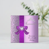 Invitation Quinceanera 15e anniversaire fête Lilac Pink (Debout devant)