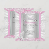 Invitation Quinceanera 15e anniversaire fête Plutôt rose (Devant / Derrière)