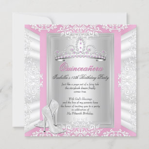 Invitation Quinceanera 15e anniversaire fête Plutôt rose