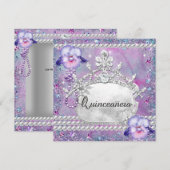 Invitation Quinceanera 15e anniversaire fête Purple Lilac (Devant / Derrière)