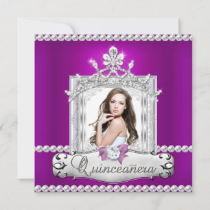 Invitation Quinceanera 15e anniversaire fête Purple Tiara