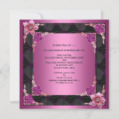 Invitation Quinceanera 15e anniversaire fête rose Tiara Noir (Dos)