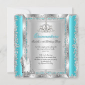 Invitation Quinceanera 15e anniversaire fête Turquoise chauss (Devant)