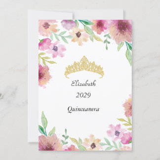 Invitation Quinceanera 15e anniversaire Fleurs de fête Invi b