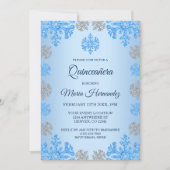 Invitation Quinceañera 15e anniversaire Glacée Blue Snowflake (Devant)