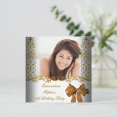 Invitation Quinceanera 15e anniversaire Gold Blanc dentelle p (Debout devant)