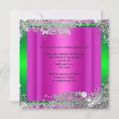 Invitation Quinceanera 15e anniversaire Hot rose Lime Tiara (Dos)