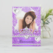 Invitation Quinceanera 15e anniversaire Hot violet argent bla (Debout devant)