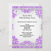 Invitation Quinceanera 15e anniversaire Hot violet argent bla (Dos)