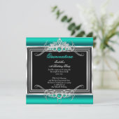 Invitation Quinceanera 15e anniversaire Jade Green Emerald 2 (Debout devant)