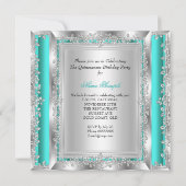 Invitation Quinceanera 15e anniversaire Jade Green Silver Cha (Dos)