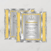 Invitation Quinceanera 15e anniversaire Jaune Chaussures d'ar (Devant / Derrière)