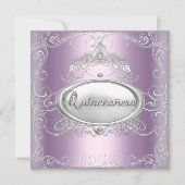 Invitation Quinceanera 15e anniversaire Lilac rose Silver Sta (Devant)