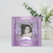 Invitation Quinceanera 15e anniversaire Lilac rose Silver Sta (Debout devant)
