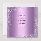 Invitation Quinceanera 15e anniversaire Lilac rose Silver Sta (Dos)