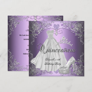 Invitation Quinceanera 15e Anniversaire Lilas Violet