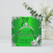 Invitation Quinceanera 15e Anniversaire Lime robe verte Gown (Debout devant)