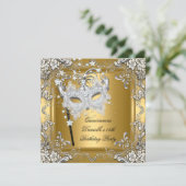 Invitation Quinceanera 15e anniversaire Masquerade Masque Or (Debout devant)