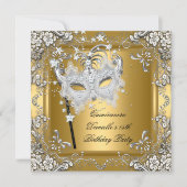 Invitation Quinceanera 15e anniversaire Masquerade Masque Or (Devant)