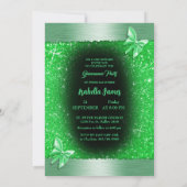 Invitation Quinceañera 15e anniversaire noir vert feuille lux (Dos)