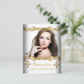 Invitation Quinceañera 15e anniversaire or blanc dentelle pho (Debout devant)