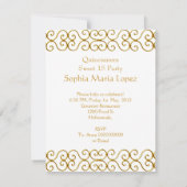 Invitation Quinceañera 15e anniversaire or blanc dentelle pho (Dos)
