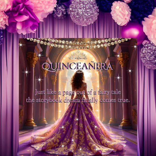 Invitation Quinceanera 15e Anniversaire Palais Magenta Or
