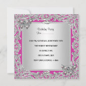 Invitation Quinceanera 15e anniversaire papillons argent rose (Dos)