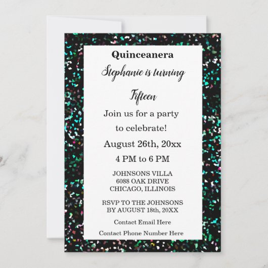 Invitation Quinceanera 15e anniversaire Parties scintillant B (Devant)