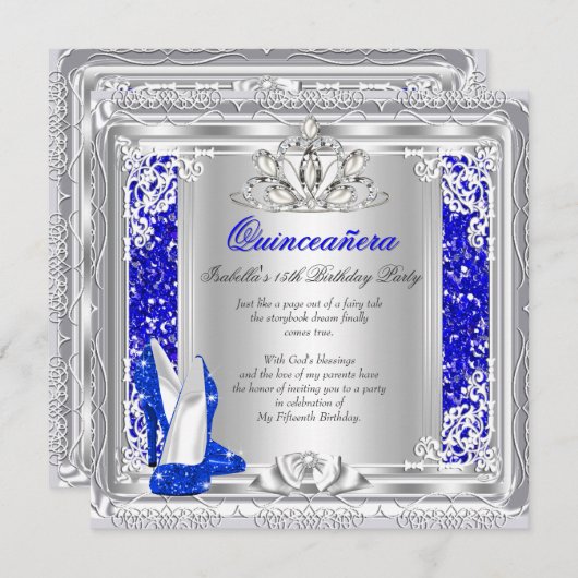 Invitation Quinceanera 15e anniversaire Parties scintillant C (Devant / Derrière)