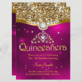 Invitation Quinceanera 15e anniversaire Parties scintillant r (Devant / Derrière)