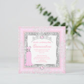 Invitation Quinceanera 15e anniversaire Pearl Lace rose clair (Debout devant)