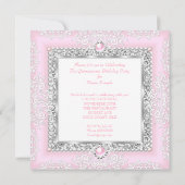 Invitation Quinceanera 15e anniversaire Pearl Lace rose clair (Dos)