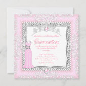 Invitation Quinceanera 15e anniversaire Pearl Lace rose clair (Devant)