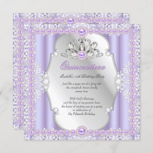 Invitation Quinceanera 15e anniversaire Pearl Purple Argent