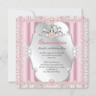 Invitation Quinceanera 15e Anniversaire Perle Rose Argent 2