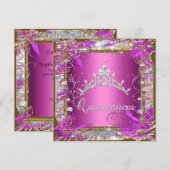 Invitation Quinceañera 15e anniversaire Pink Gold (Devant / Derrière)