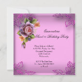 Invitation Quinceañera 15e anniversaire PINK Tiara Papillon (Dos)