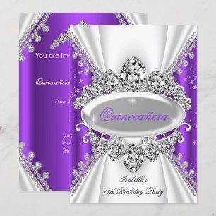 Invitation Quinceanera 15e anniversaire Princesse Purple Tiar