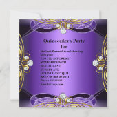 Invitation Quinceanera 15e anniversaire Purple Black Silver G (Dos)