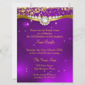 Invitation Quinceanera 15e anniversaire Purple Confetti Or (Dos)